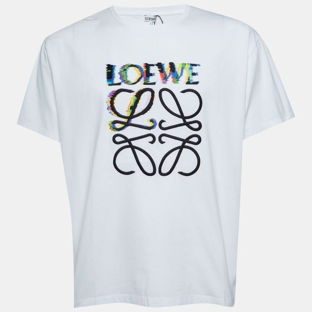 Loewe White Glitch Anagram Cotton Crew Neck T-Shirt Xl